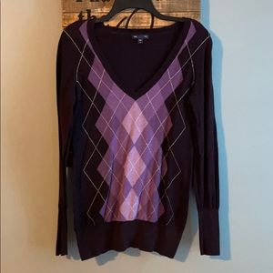 GAP cotton argyle v-neck sweater
